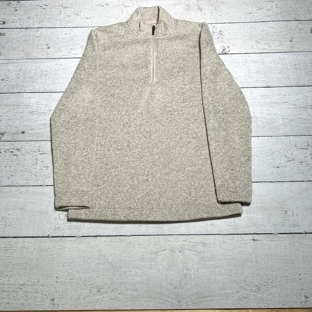 Telluride Clothing Co Mens Khaki Quarter Zip Pullover Fleece Sweater Beige S